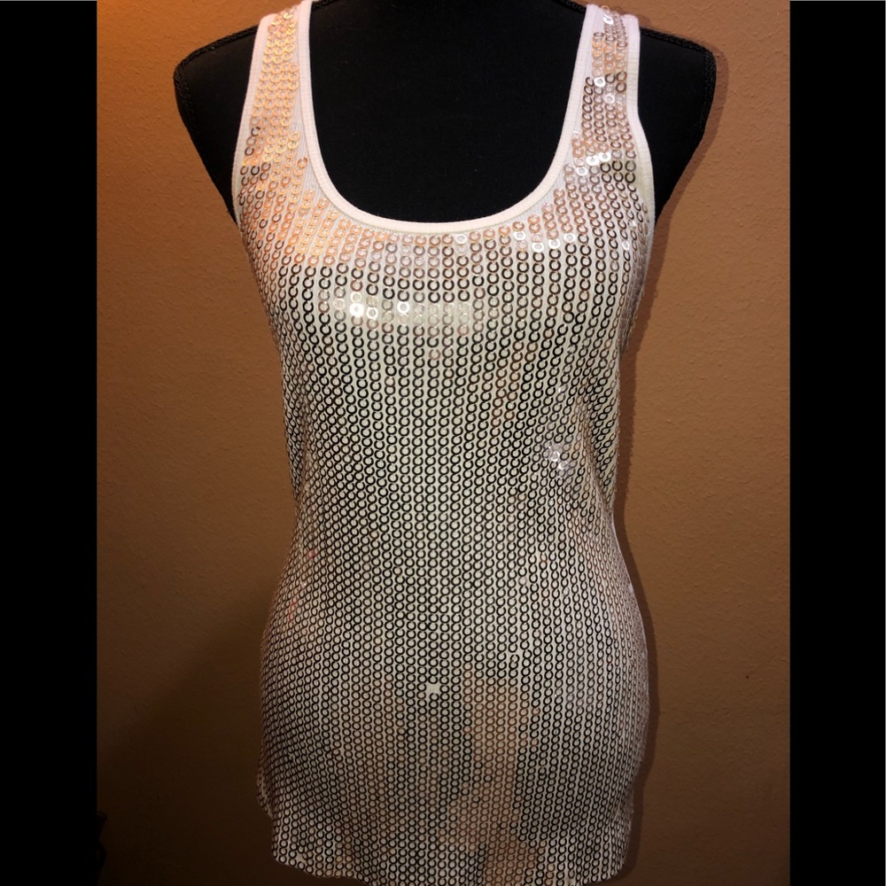 Express gold sequin sexy basic tank